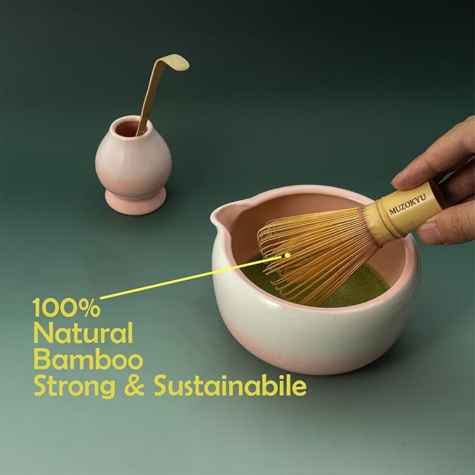 Matcha Set - Ceremonial Matcha Gift Set Includes: Matcha Bowl, Whisk Holder, Bamboo Whisk & Scoop and Stainless Steel Sifter