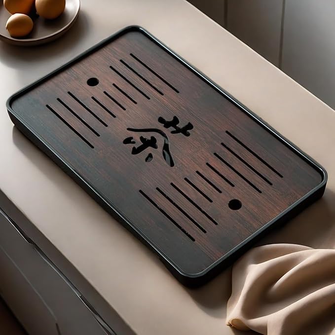 Large 17 Inch Bamboo Chinese Gongfu Tea Ceremony Tray Table Box with Water Storage for Kungfu Kung fu Tea Set