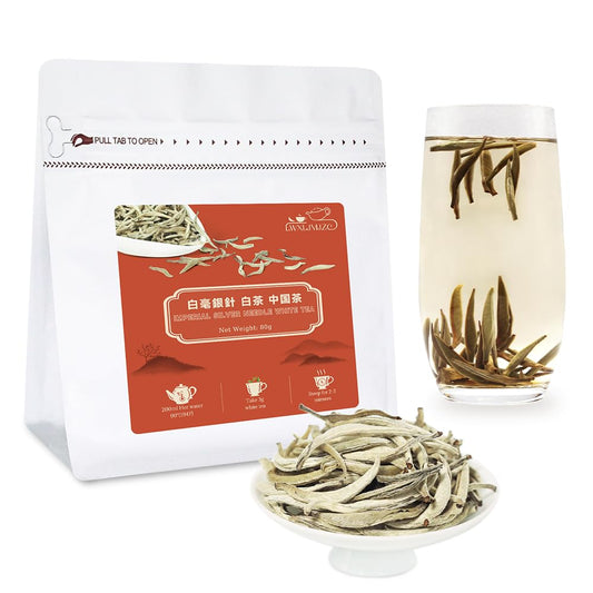 LWXLJMJZC-2.8oz/80g Silver Needle White Tea | Chinese Silver Tips Loose Leaf Tea | Yunnan Yin Zhen With Delicate Honeysuckle