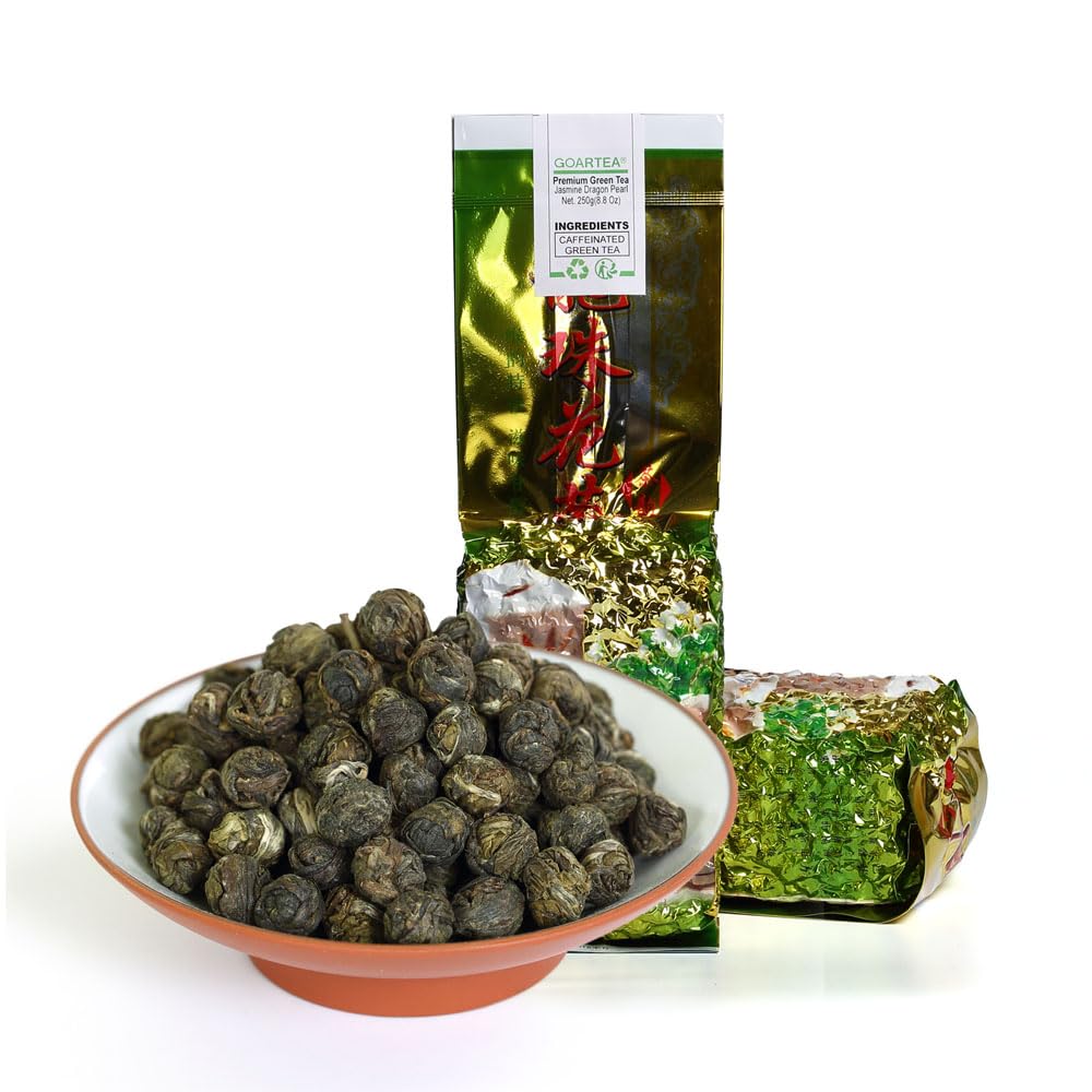 GOARTEA - Jasmine Dragon Pearls - 4Pcs 250g / Total 35.2oz Premium Grade - Jasmine Pearl Green Tea - Chinese Green Tea Loose Leaf