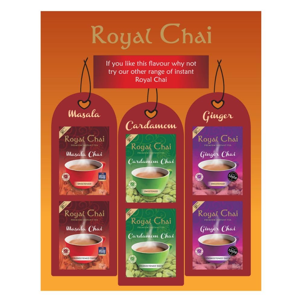 ‎Royal Chai | Karak Chai Sweetened | 10 Count Single Box | All Natural, No Preservatives | Premium Instant Tea | Made in the UK