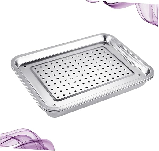 Stainless Steel Tea Tray Japanese Style Hollow Serving Plate for Tea Snacks Appetizers Removable Easy to Clean for Home Office Teahouse Restaurant