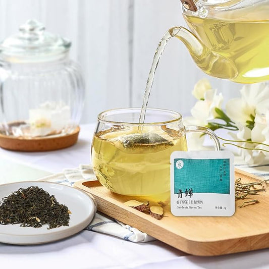 RIANTEA Organic Gardenia Green Tea Bags, Cold & Hot Brew Sencha Tea, Naturally Sugar Free Low Caffeine Teabag, Premium Original Leafy Green Tea Pods
