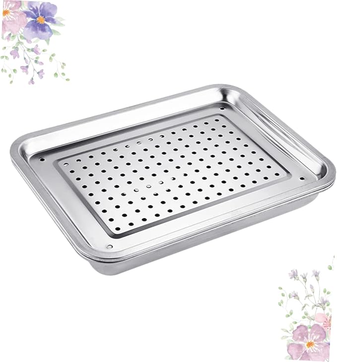 Stainless Steel Tea Tray Japanese Style Hollow Serving Plate for Tea Snacks Appetizers Removable Easy to Clean for Home Office Teahouse Restaurant