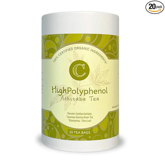 High‑Polyphenol Ashitaba Tea Blend – Demeter Certified Biodynamic U.S. Organic Ashitaba,Sencha Green Tea, with Elderberry & Olive Leaf – 20 Compostable Bags – Perfect for Detox, Metabolic Support