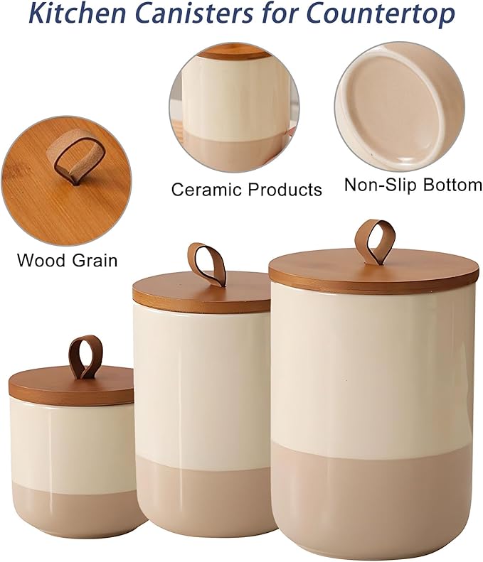 Coffee Canister, Ceramic Food Storage Jars with Lids Salt Matcha Container Brown Sugar Container Bowl for Kitchen Tea, Coffee Beans