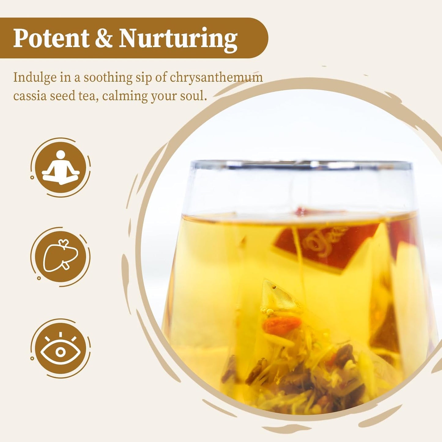 FullChea - Chrysanthemum Cassia Seed Tea, 30 Count, Herbal Blend Tea | Herbal blend with burdock root, goji berries, osmanthus and honeysuckle for a balanced daily tea routine