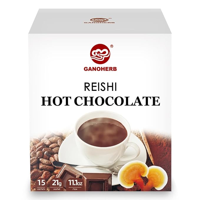 Mushroom Hot Chocolate Mix with Reishi, Mushroom Coffee Alternative Hot Cacao Powder for Energy, Mood and Immune System, Gluten Free