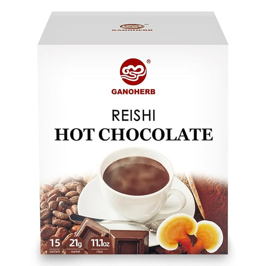 Mushroom Hot Chocolate Mix with Reishi, Mushroom Coffee Alternative Hot Cacao Powder for Energy, Mood and Immune System, Gluten Free