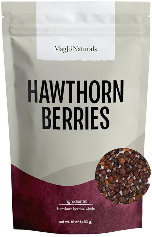 MagJo Naturals Whole Dried Hawthorn Berries, 16oz (1lb)