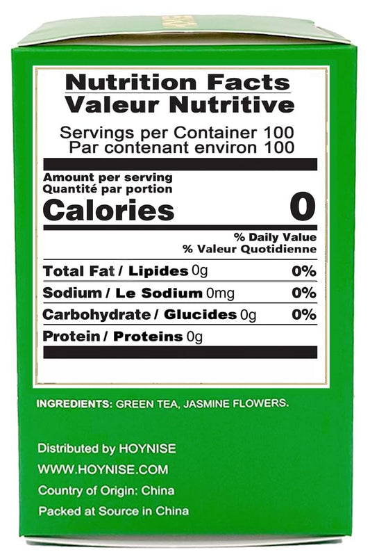 HOYNISE - Jasmine Green Tea Loose Leaf - Zero Bitterness - Naturally Fragrant &amp; Smooth - No Artificial Flavorings &amp; Additives - Enjoy Hot or Iced, 100g/3.5oz