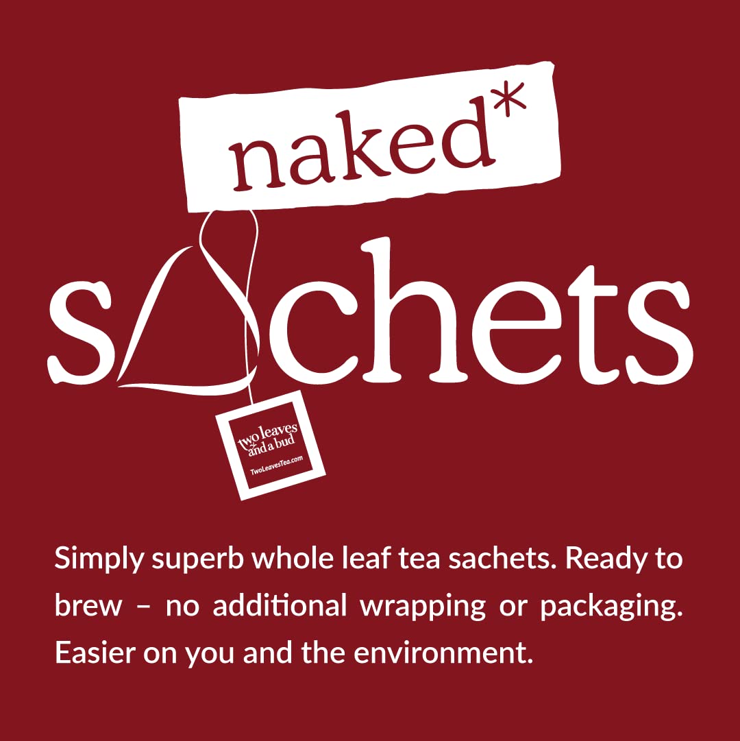 Two Leaves and a Bud Organic Assam Naked Tea Sachets, 50 Count (Pack of 1) | Whole Leaf Black Tea in Unwrapped Pyramid Sachets, Resealable Bag