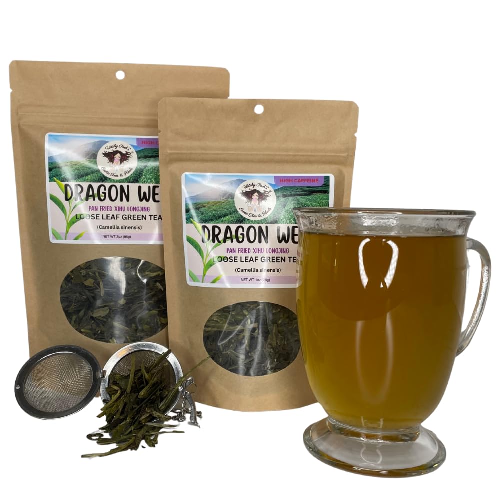 Witchy Pooh's Dragon Well Longjing Green Tea - Loose Leaf, High Caffeine, 1oz