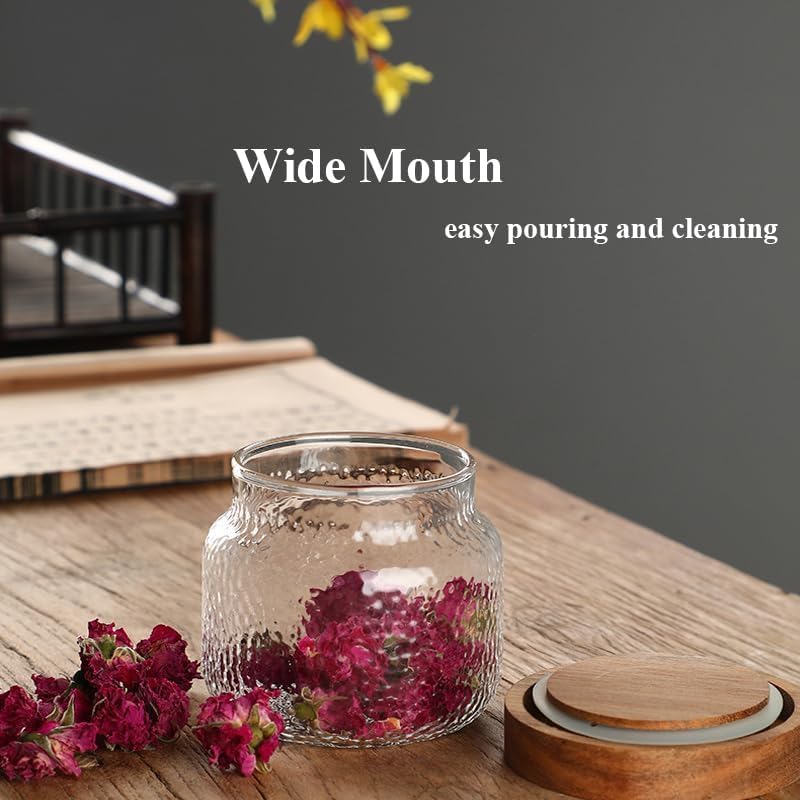 Viovian 10 OZ Glass Jar with Lid Food Vintage Decorative Glass Storage Jars Coffee Nuts Canister Anti-Slip Kitchen Container for Sugar Candy Cookie Spice Tea 300ML