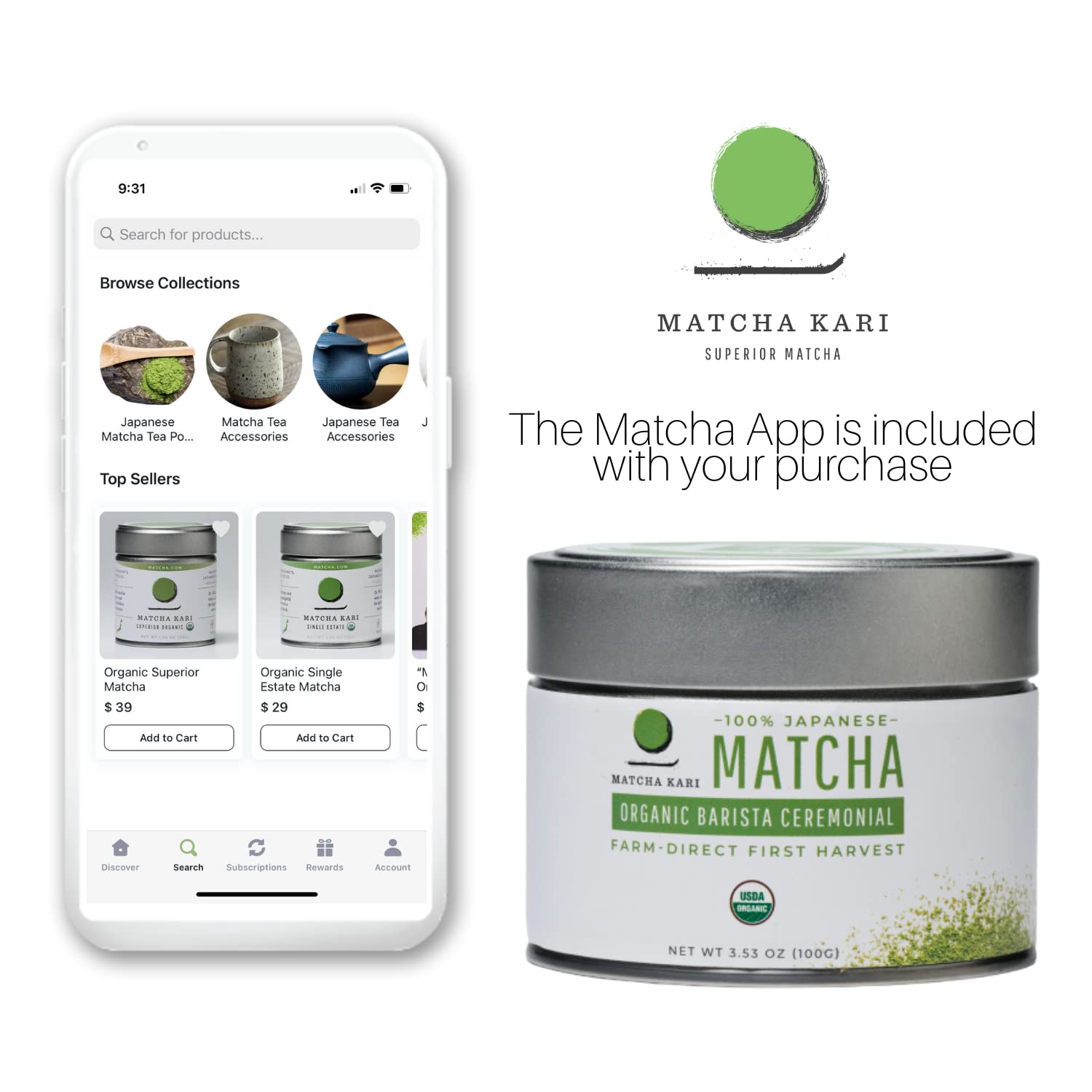 Dr. Weil Matcha Kari Organic Matcha Powder - Barista Grade - 50g | Japanese barista grade matcha green tea powder for ca