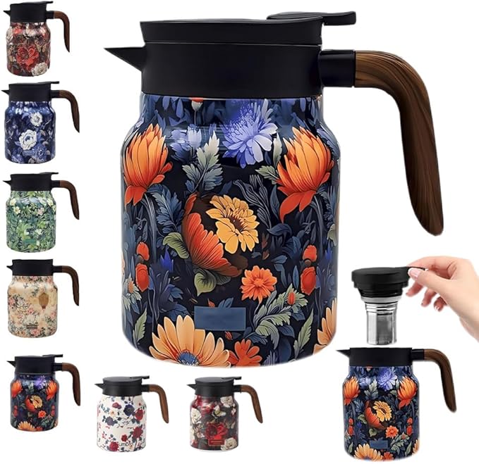 Vintage Floral Pattern Tea Pots – Built-in Infuser,Vintage Floral Teapot with Built In Infuser Stain