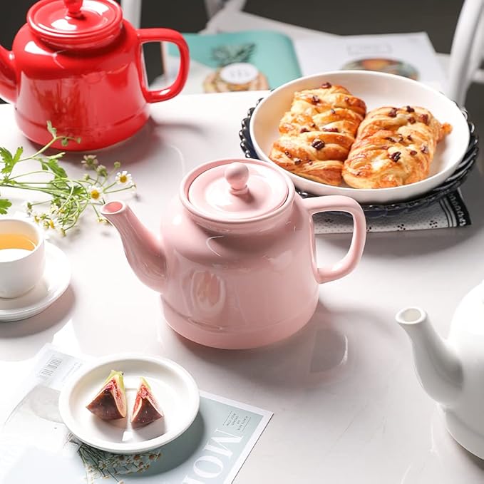 Sweejar 35 oz Porcelain Tea Pot, Teapot with Removable 18/8 Stainless Steel Infuser, Microwave & Dishwasher Safe Tea Maker
