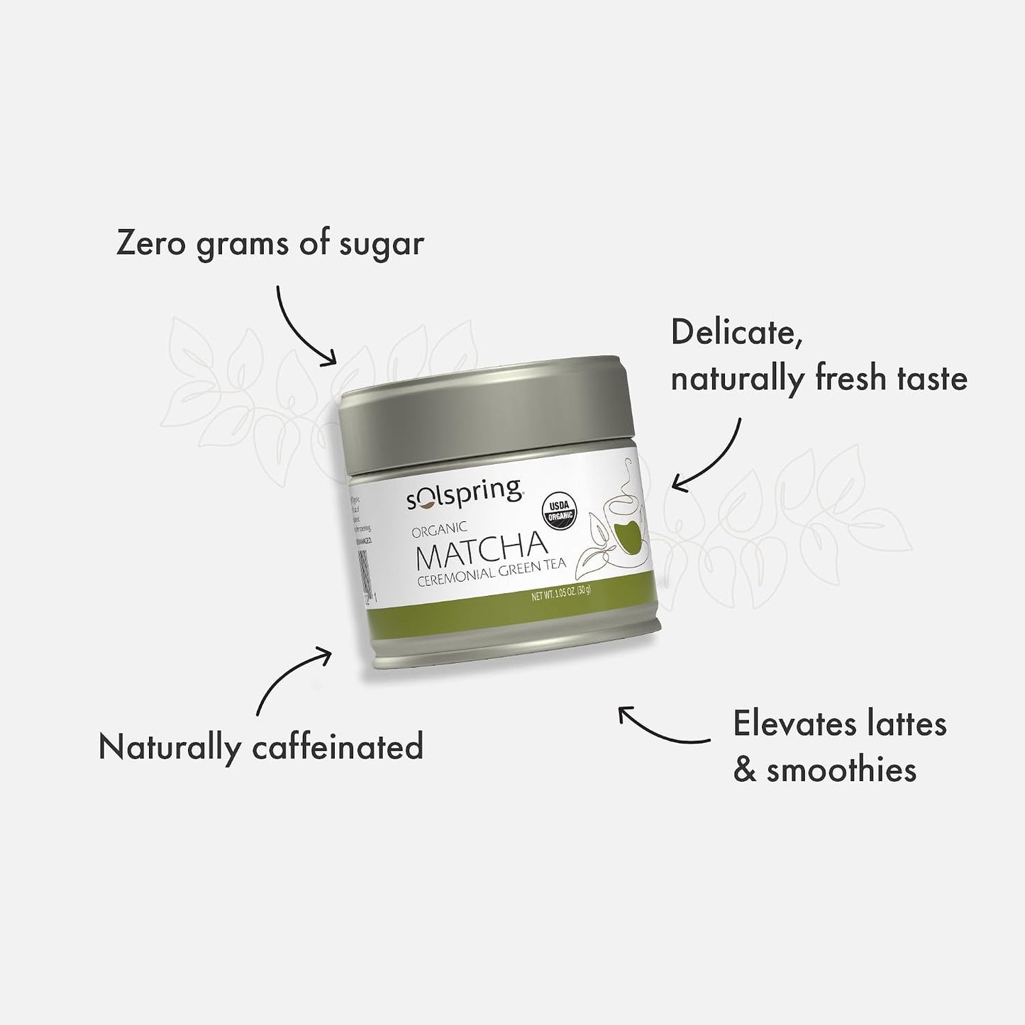 Solspring Organic Matcha Green Tea, Delightful Taste, 1.05 oz (23 Servings) | Ceremonial-Grade, Cultivated in Nishio, Japan, Certified USDA Organic, Non-GMO, Gluten-Free, and Soy-Free