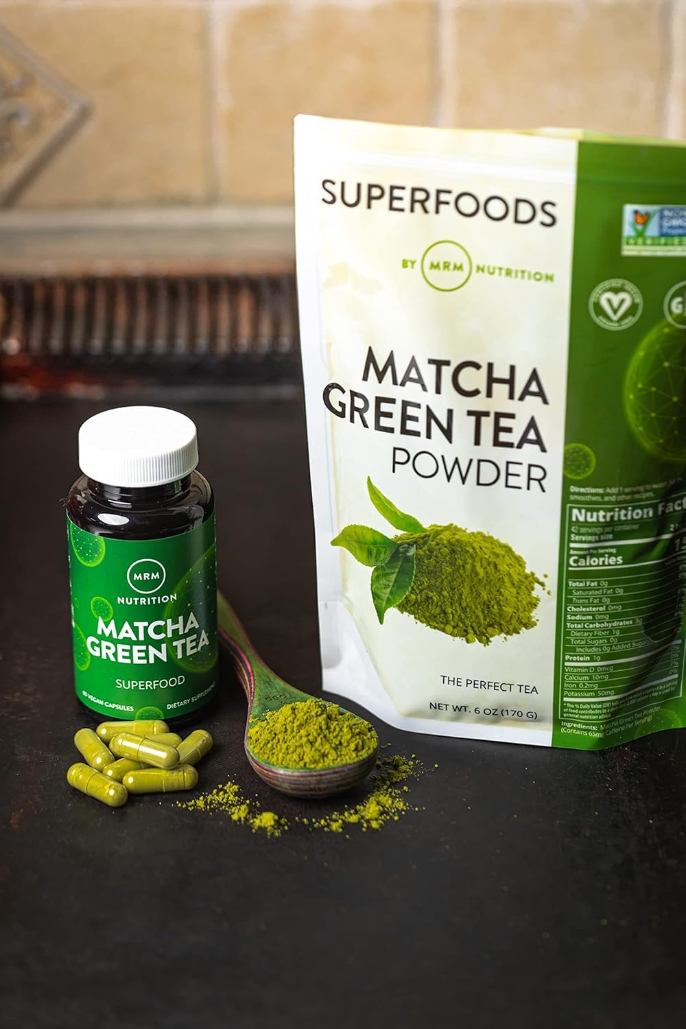 MRM Nutrition Superfoods Matcha Green Tea Powder - Grown In Japan, Superfood Powder for Matcha Lattes, Smoothies & Baking -Vegan, Gluten-Free and Non-GMO verified - 42 Servings