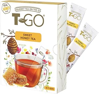 T-GO Sweet Honey Black Tea Bags Convenient Sticks Stirring Spoon Real Honey Tea Packets for Immunity 15 Tea Sticks