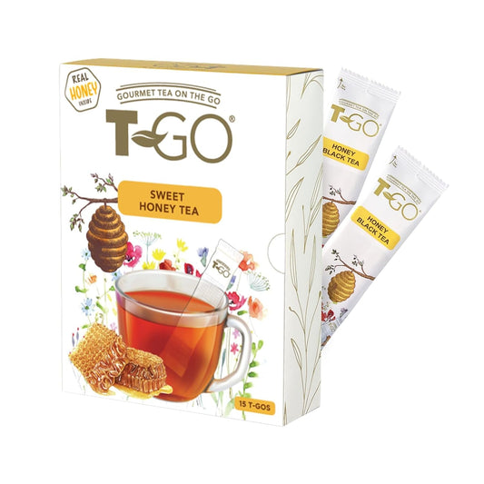 T-GO Sweet Honey Black Tea Bags Convenient Sticks Stirring Spoon Real Honey Tea Packets for Immunity 15 Tea Sticks