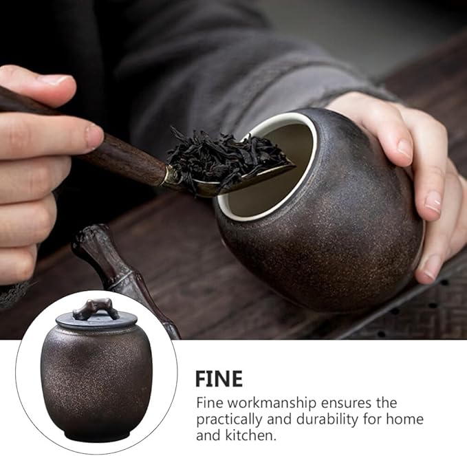 STOBAZA 1pc Vintage Spice Jar Chinese Retro Kitchen Ceramic Tea Canister for Loose Tea, Ceramic Food Storage Containers With Lids for Coffee Beans, Herb, Candy, Spices, Nuts