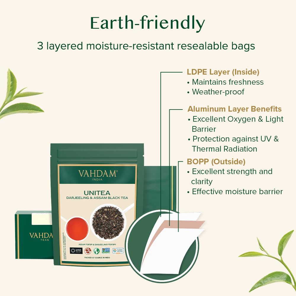 VAHDAM, UNITEA Black Tea Leaves +170 Cups,12oz | Blend Of Darjeeling & Assam Tea | ROBUST & FLAVORY Black Loose Leaf | Unblended Single Origin Tea | Vacuum Sealed Pack