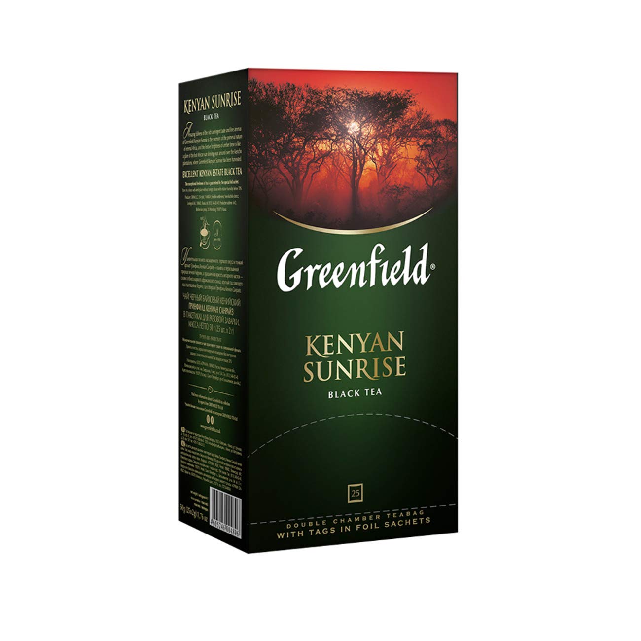 Greenfield Black Tea, Kenyan Sunrise, 25 Teabags in a Box