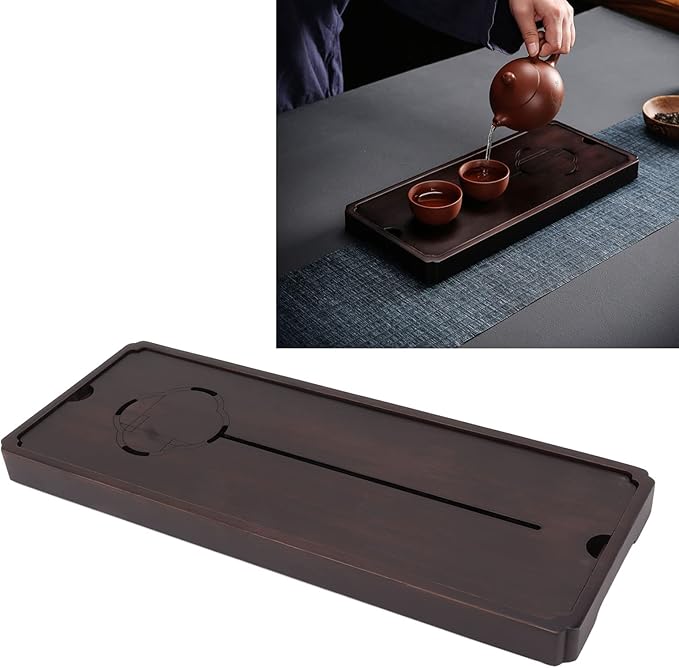 1Pcs Chinese Gongfu Table Box with Water Storage, Wooden Chinese Water Storage Drainage Tea Tray, Simple Decorative Household Tea Serving Tray(Large)