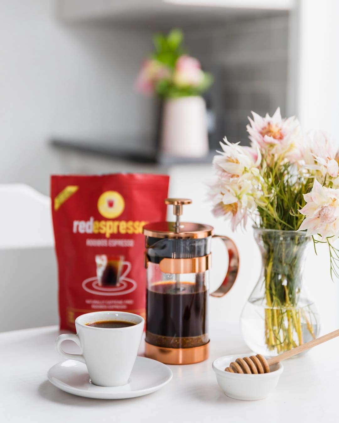 Red Espresso Rooibos Tea – Ground South African Red Tea for Espresso Machines – Caffeine-Free Herbal Brew, Coffee Alternative, Brews Like Coffee – 8.8 oz (250 g) | Caffeine-Free South African Red Tea, Coffee Alternative, Herbal Brew for Espresso, French P