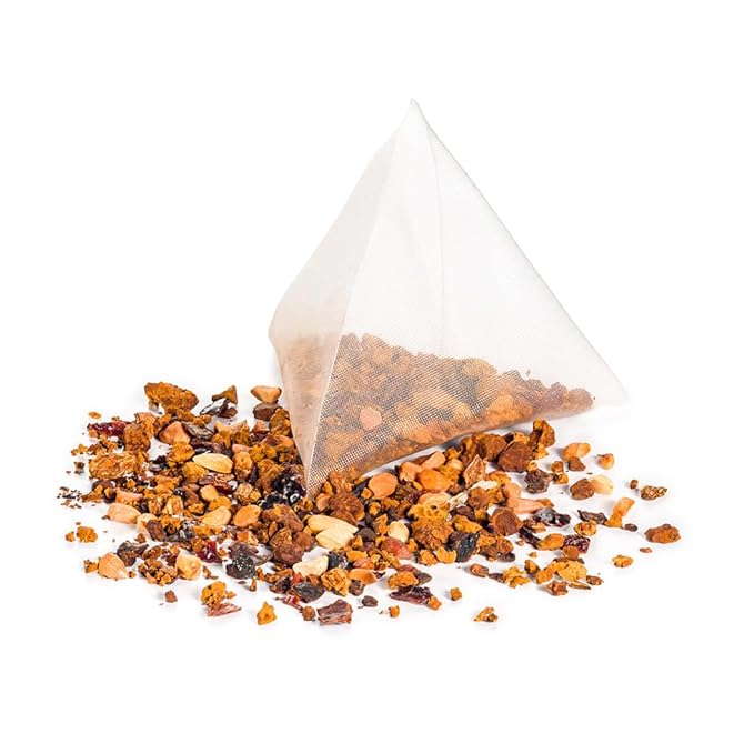 Siberian Green Chaga Tea Birch Black Crust with Rosehip Berries Mix – 50pcs Tea Bags with Natural, Pure Ingredients - Antioxidant Support