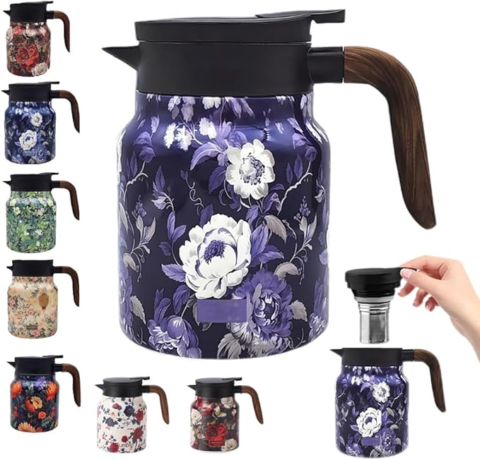 Vintage Floral Pattern Tea Pots – Built-in Infuser,Vintage Floral Teapot with Built In Infuser Stain