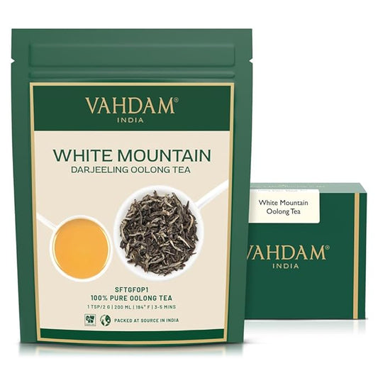VAHDAM White Mountain Oolong Tea Loose Leaf (25 Cups/1.76oz) Pure Oolong Tea Leaves | High Elevation Grown | Vacuum Sealed | Brew Hot, Iced, Kombucha