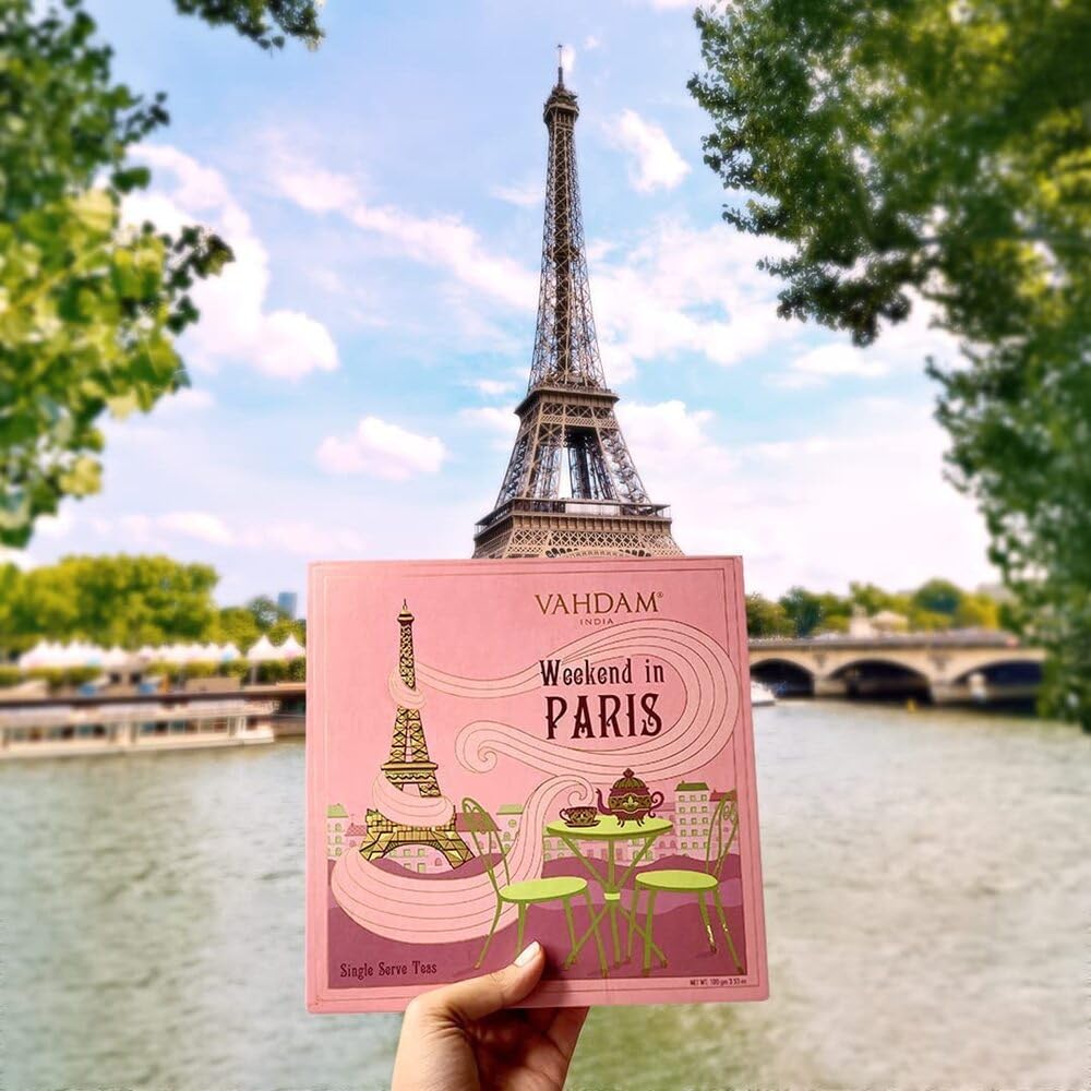 VAHDAM, Weekend in Paris Tea Gift Set for Mom | Mother’s Day Gift - 9 Assorted Teas | Travel Edition Gift Box | Natural Ingredients Luxury Tea Set | Gluten Free, Non-GMO