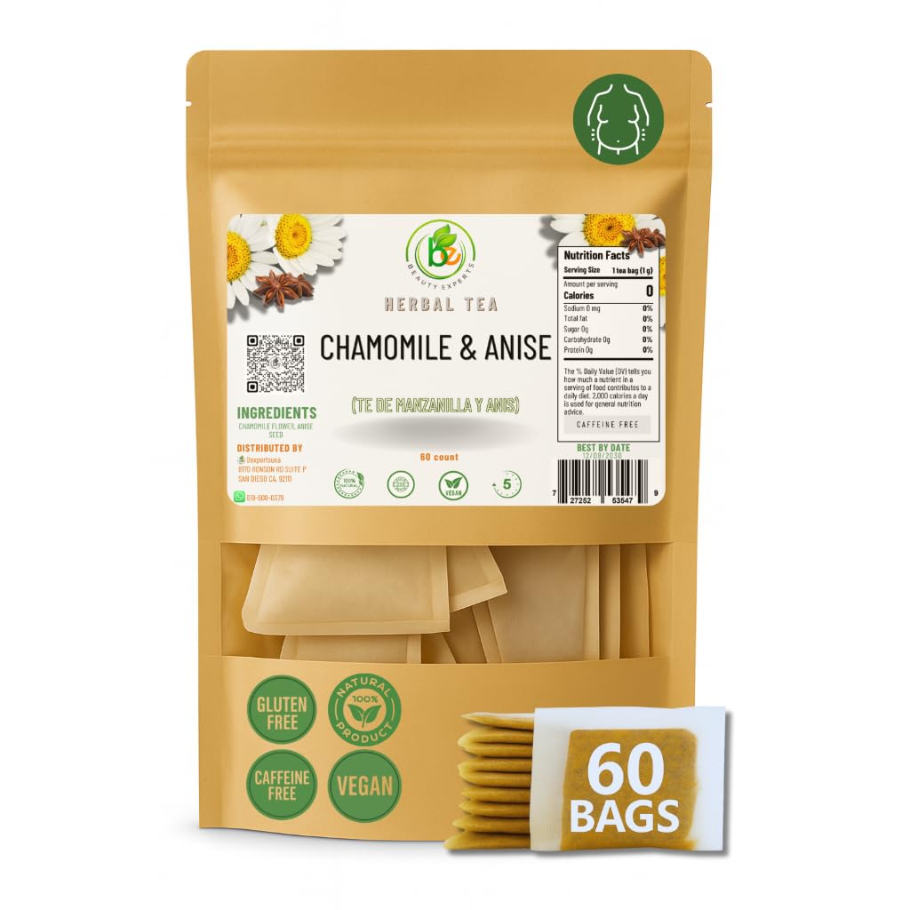 Manzanilla & Anís Té (Chamomile & Anise) – 60 Premium Tea Bags – 100% Natural Herbal Infusion – Traditional Digestive Comfort