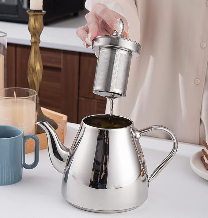Sanqiahome Stainless Steel Teapot with Infuser 1500ml