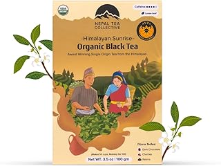 NEPAL TEA Organic Black Tea Loose Leaf - Certified Organic Premium Loose Leaf Black Tea - Single Origin from a Family Farm in the Himalayas - 3.5 Oz/100g (Himalayan Sunrise)