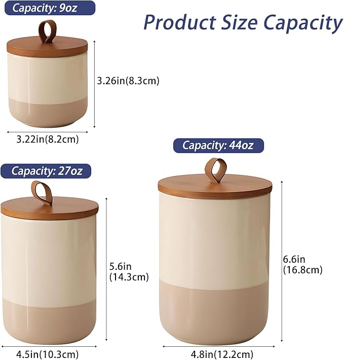 Coffee Canister, Ceramic Food Storage Jars with Lids Salt Matcha Container Brown Sugar Container Bowl for Kitchen Tea, Coffee Beans