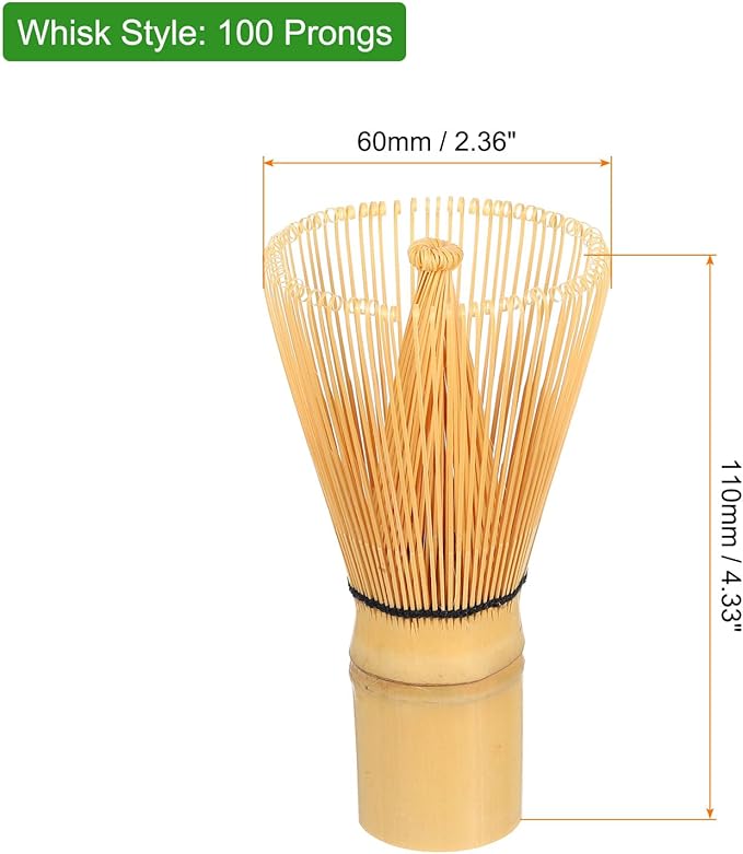 Harfington Matcha Green Tea Whisk 100 Prongs Japanese Bamboo Whisk Chasen Preparing Matcha Powder Brush Tool Tea Traditional Scoop, Yellow