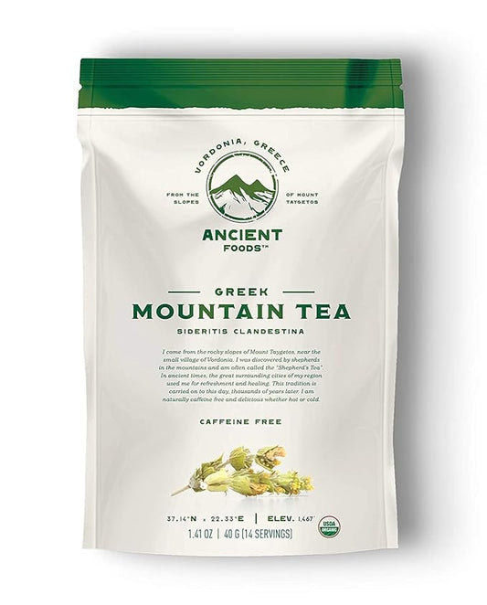Ancient Foods Fresh Mountain Organic Greek Mountain Tea Caffeine Free Loose Leaf from Greece (40g)