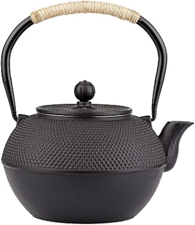 40.6oz Cast Iron Teapot, Japanese Tetsubin Tea Kettle for Stovetop Safe, Black Cast Iron Tea Kettle with Infuser for Loose Leaf