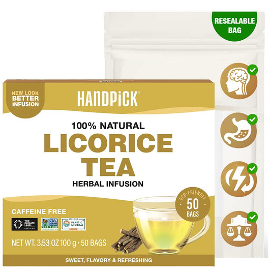 HANDPICK Licorice Root Tea (50 Teabags) Delightful Natural Blend