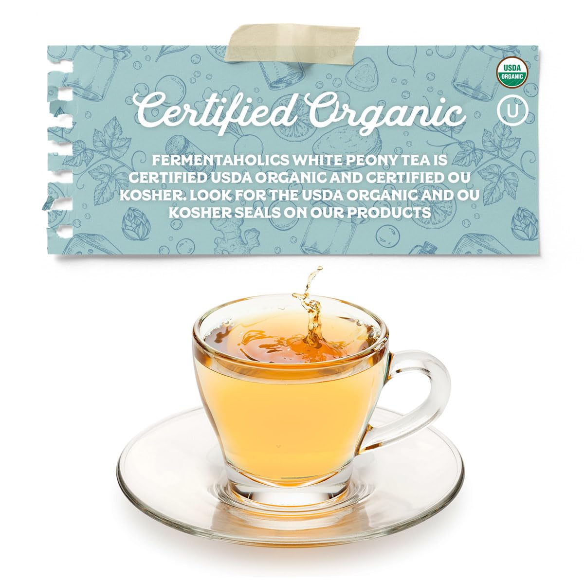Fermentaholics White Peony Tea – 2 oz – USDA Certified Organic Loose Leaf – Delicate Flavor for Kombucha Brewing, Hot or iced tea