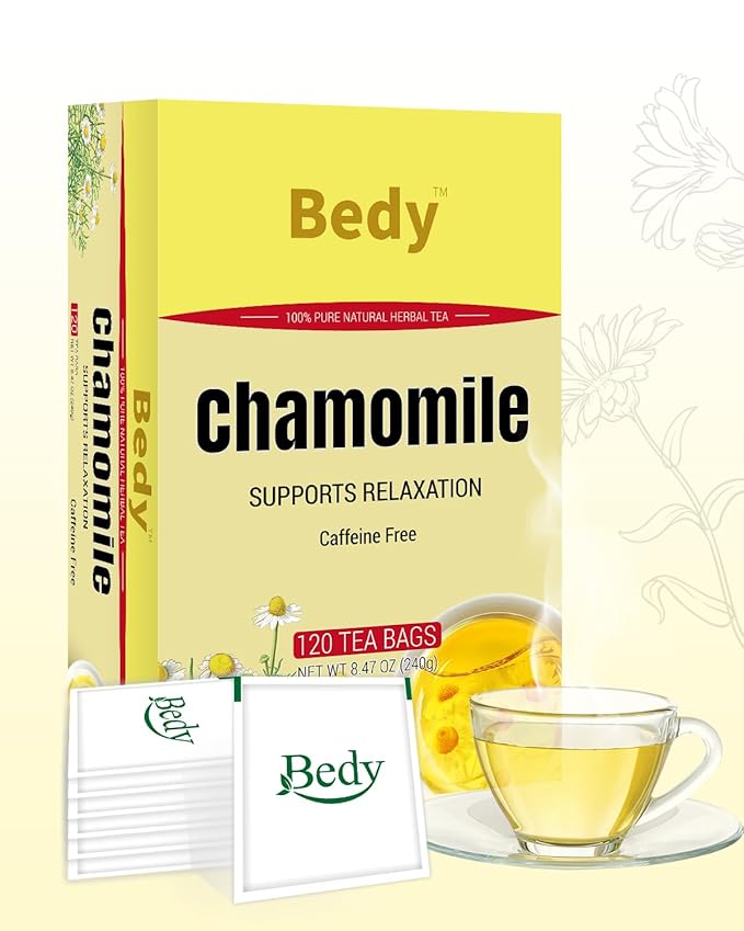 Bedy Chamomile Tea Relaxing & Calming, 120 Teabags Individually Wrapped Herbal Tea, Non-GMO, Caffeine Free