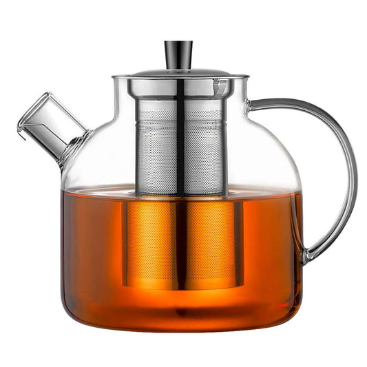 1500ml(50oz) Glass Teapot with Removable Infuser, Ehugos Stovetop Safe Large Tea Pot, Blooming and Loose Leaf Hand Crafted