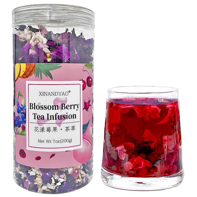 Tropical Flavor Fusion Fruit Tea, Fruity & Refreshing Herbal Tea |Peach,Hibiscus,Pineapple,Blackcurrant,Rose,Caffeine-FreeTea | 30+ Cups | Hot or Iced | Premium Quality, Woman-Owned | Loose Leaf Tea 7oz