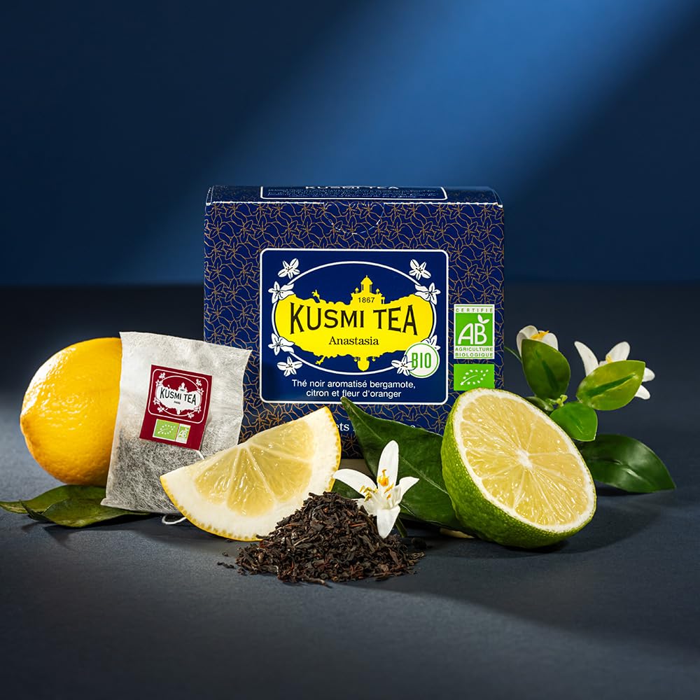 Kusmi Tea - Pack of 2 Boxes of Tea Bags - English Breakfast + Anastasia - Blend of Organic Asian Black Tea + Organic Black Tea with Bergamot and Orange Blossom - Earl Grey Tea - 2x20 Tea Bags
