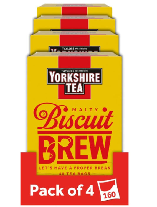 Yorkshire Tea, Malty Biscuit Brew, Black Tea Bags, 40ct (Pack of 4)