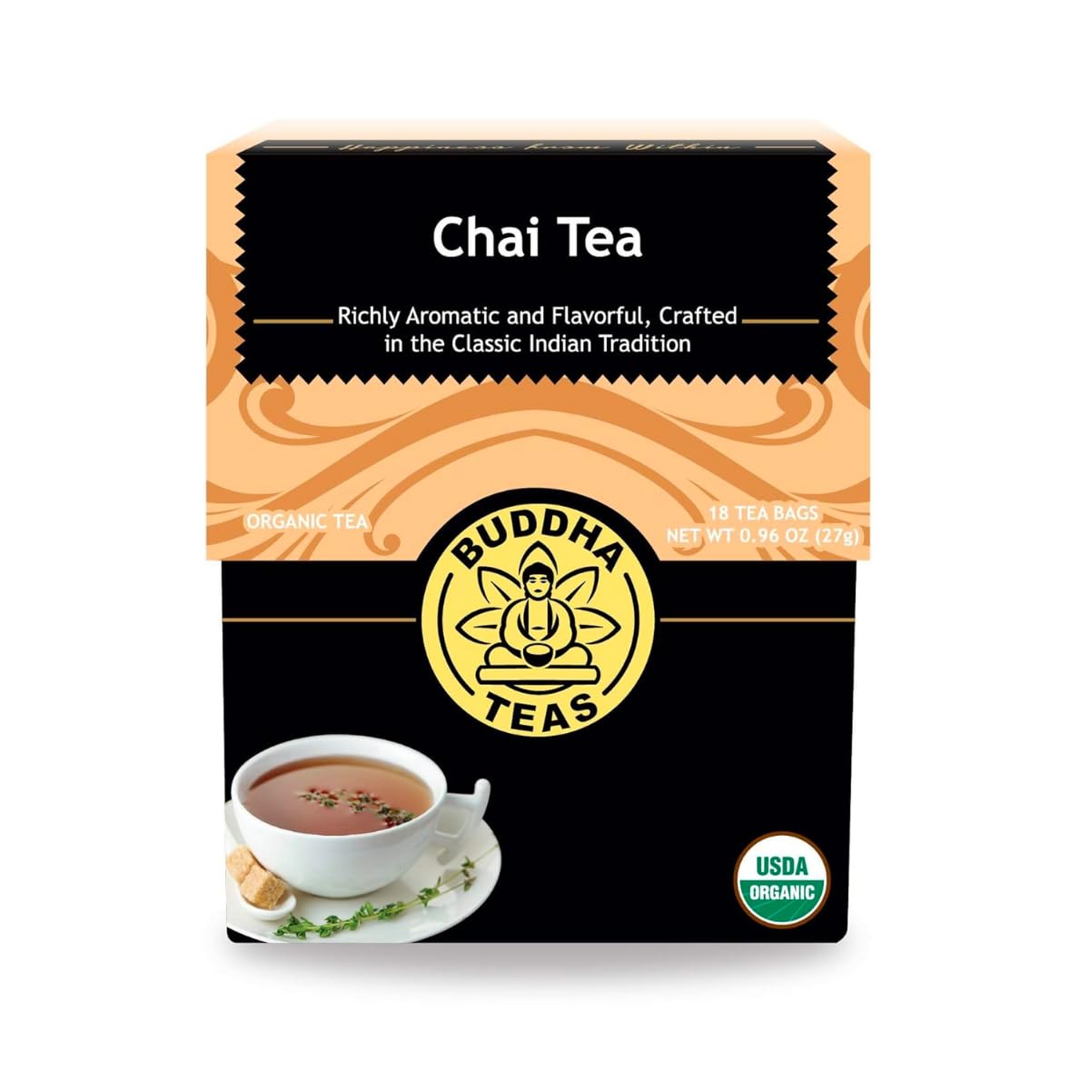 Buddha Teas Organic Chai Tea - Black Tea, Natural Caffeine