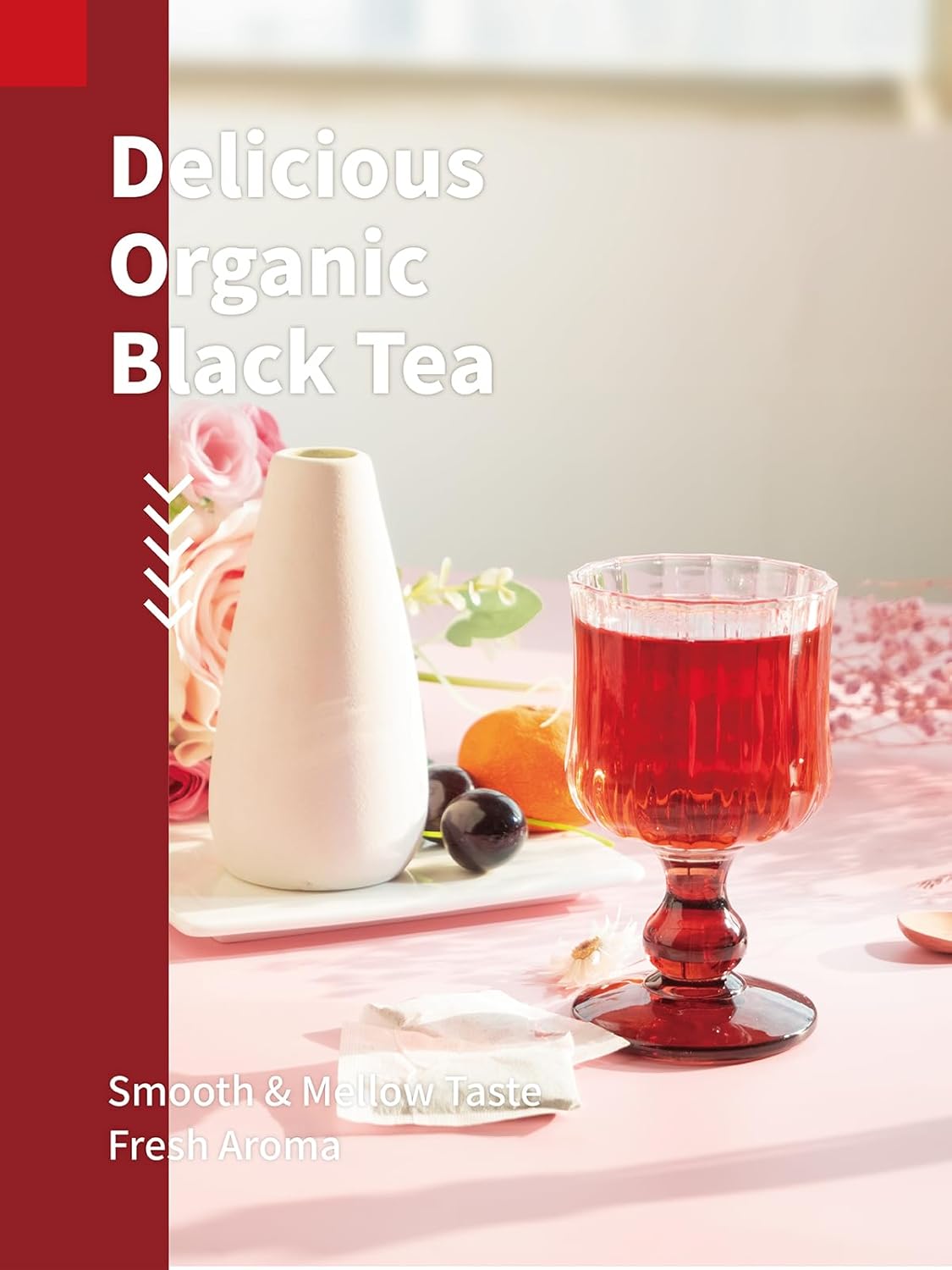 HYNTMYT Organic Black Tea Bags, USDA Organic Black Tea, Mellow & Smooth Taste, Unsweetened, Lower Caffeine, 120 Count